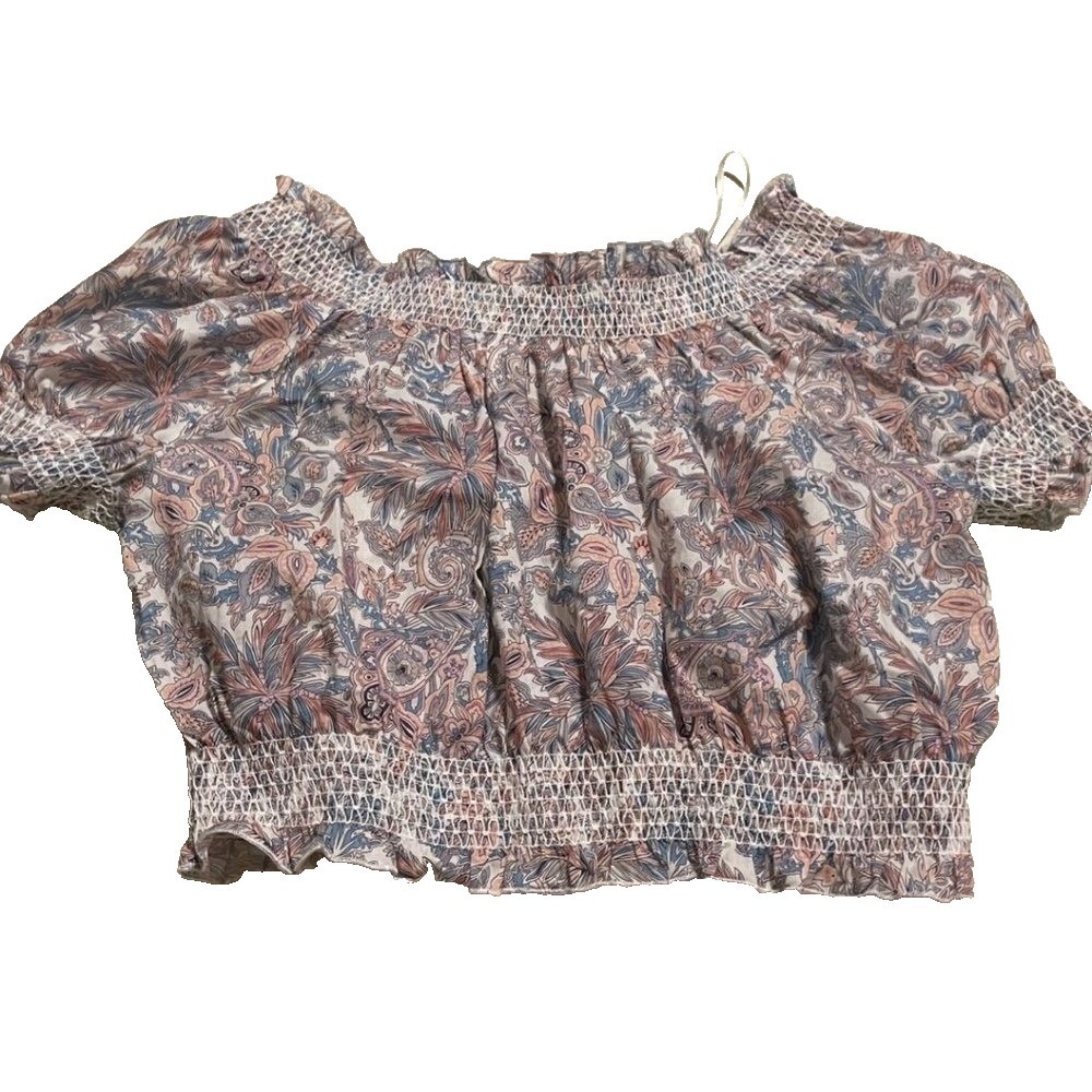 J. Crew Smocked Cotton Top in Liberty London Floral Size M NEW Retail $79 Summer